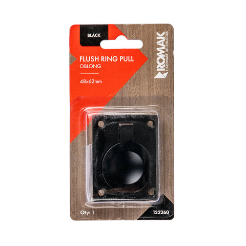 Cabinet Flush Ring Pull 48x62mm Black