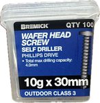 Bremick Wafer Head Screw  10g 30mm QTY 100
