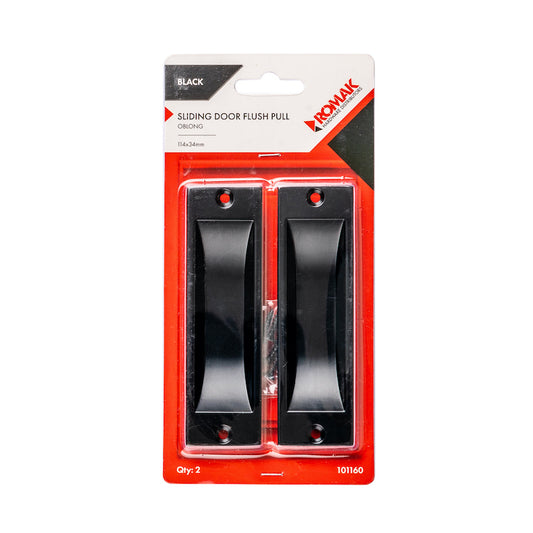 Sliding Door Pull 114x34mm Black 2pk