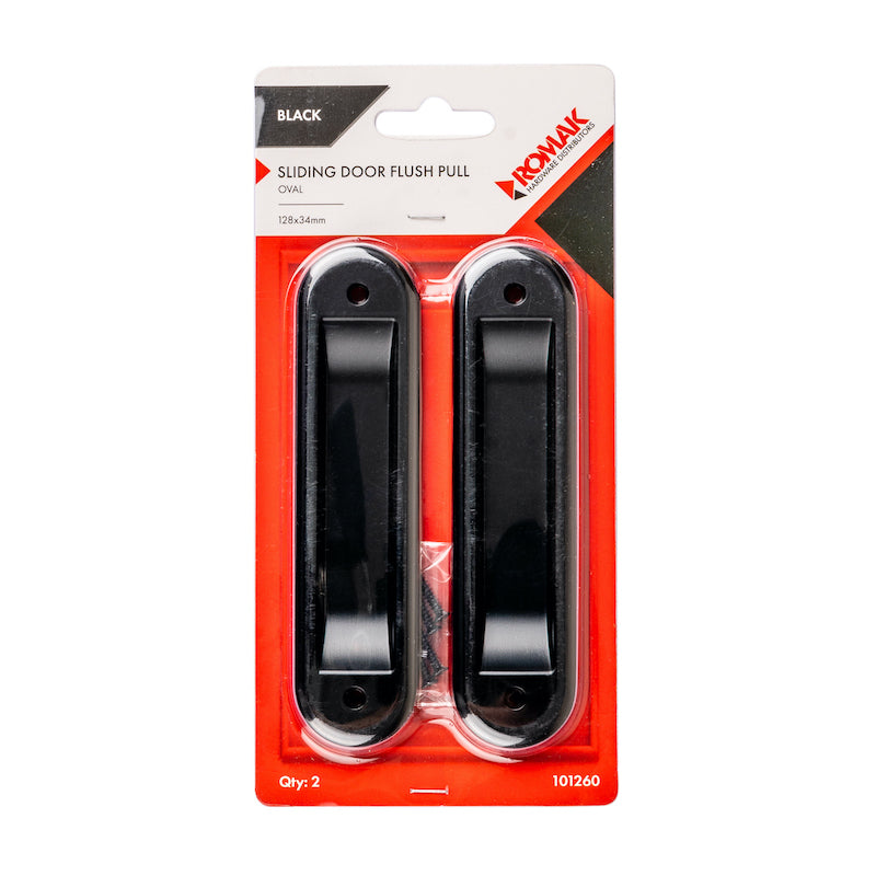 Sliding Door Pull Flush 120x34mm Black 2pk