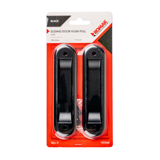 Sliding Door Pull Flush 120x34mm Black 2pk