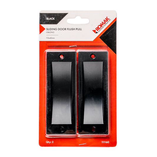 Sliding Door Flush Pull 113x42mm Black 2pk