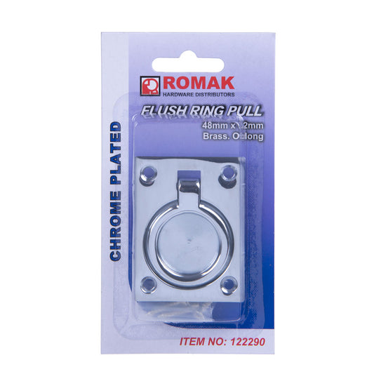 Cabinet Flush Ring Pull 48x62mm Chrome