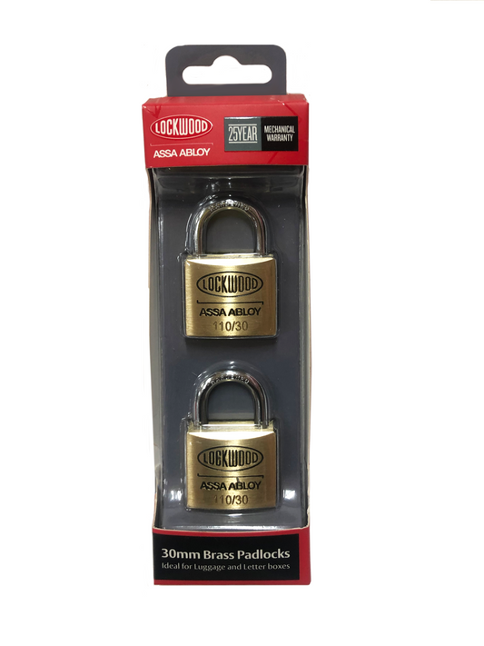 Brass Padlock 30mm 2pk