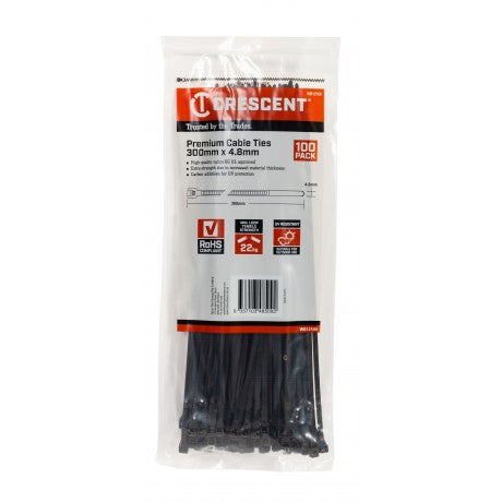 Cable Ties Black 300 x 4.8mm