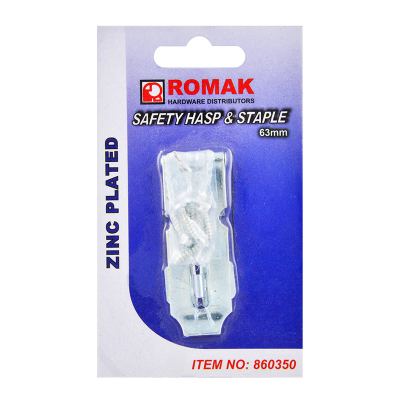 Safety Hasp & Staple 63mm Zinc