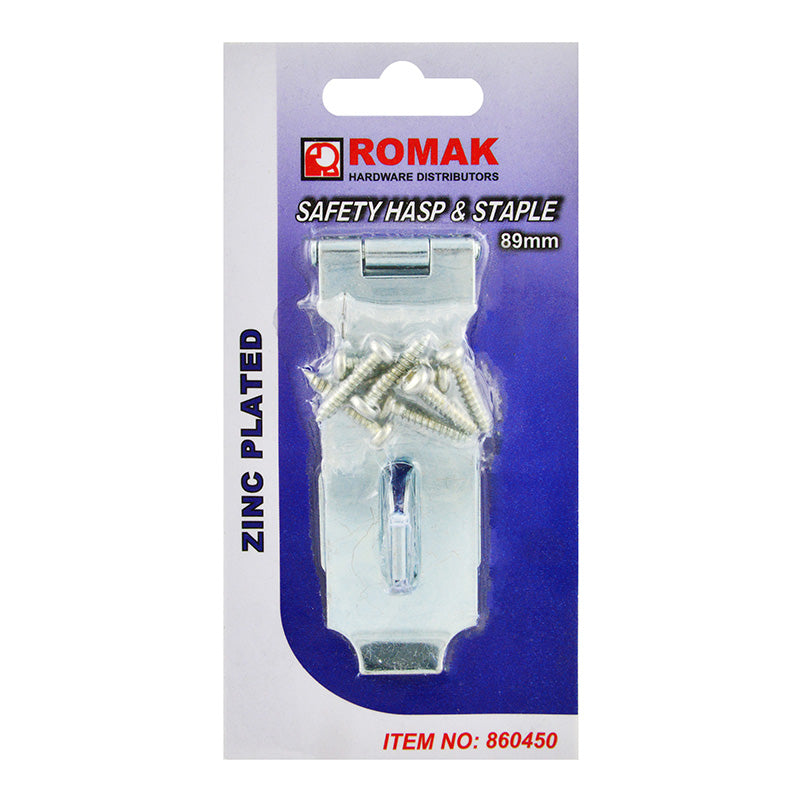 Safety Hasp & Staple 89mm Zinc