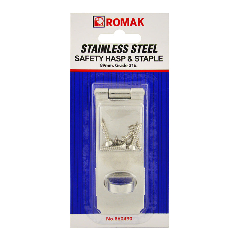 Safety Hasp & Staple 89mm SS