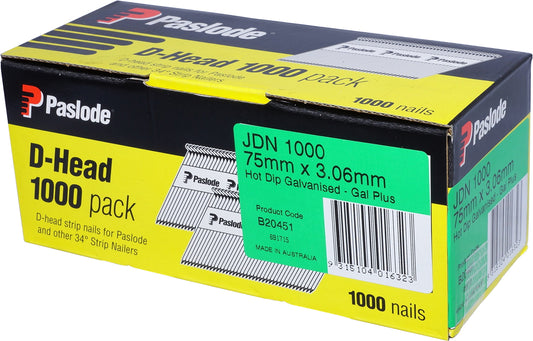 Pneumatic D Head HDG Nails 75mm