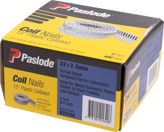 15° Coil Nails Screw EG 32mm 2pk