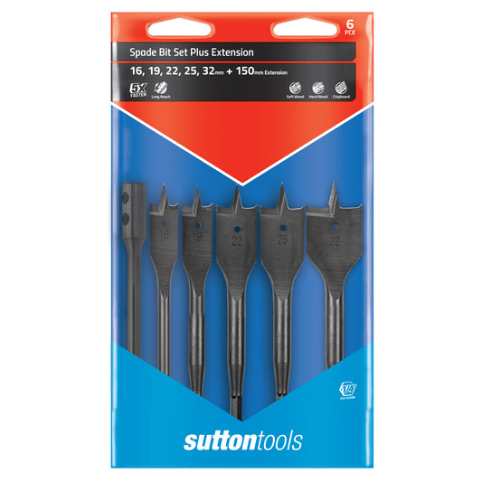 Spade Bit 6pc Set Plus Extension