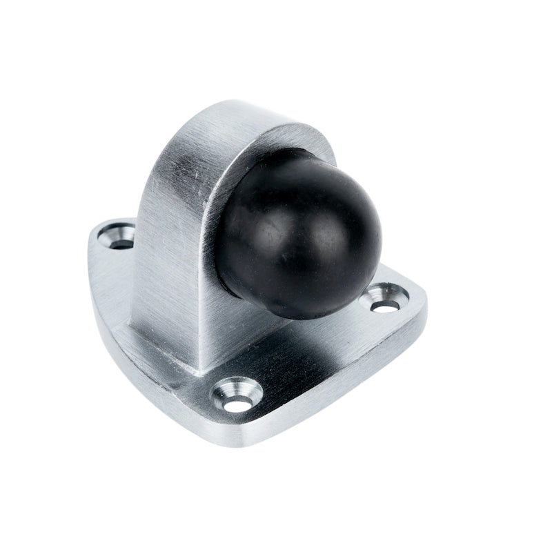 Rubber Buffer Metal Door Stop 65mm Satin Chrome