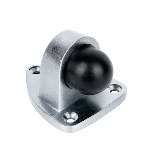 Rubber Buffer Metal Door Stop 65mm Satin Chrome