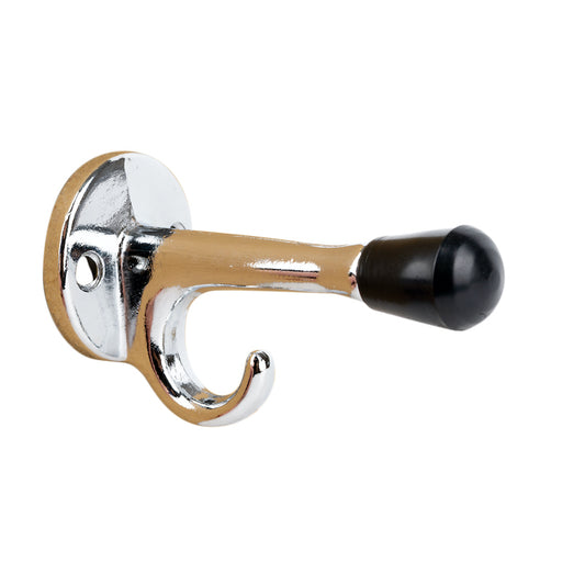 Hat & Coat Hook Metal Door Stop Satin Chrome