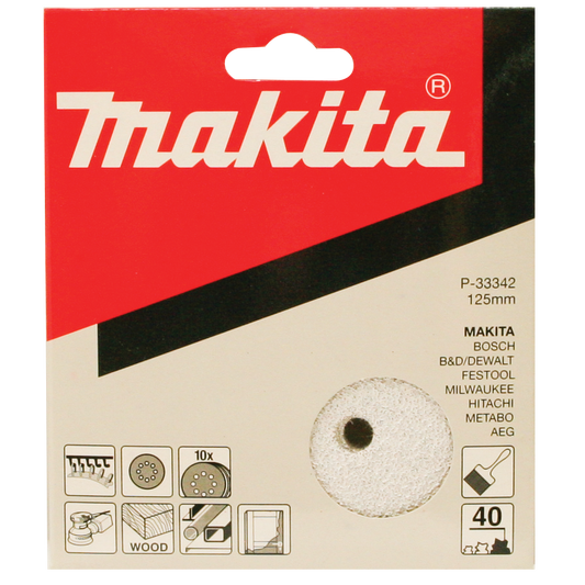 White Sanding Discs 125mm Punched 10pk