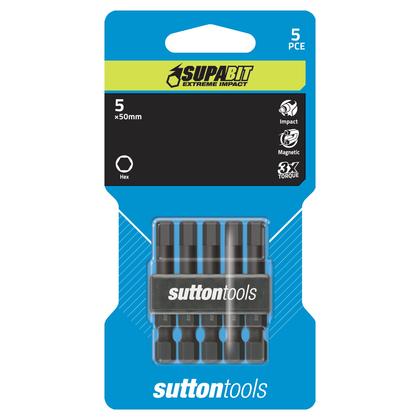 Impact Hex Screwdriver Bits 5pk
